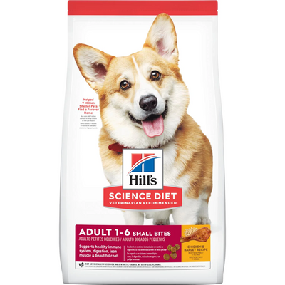 Hill's Science Diet | Alimento seco para perros adultos Small Bites. Receta de pollo y cebada